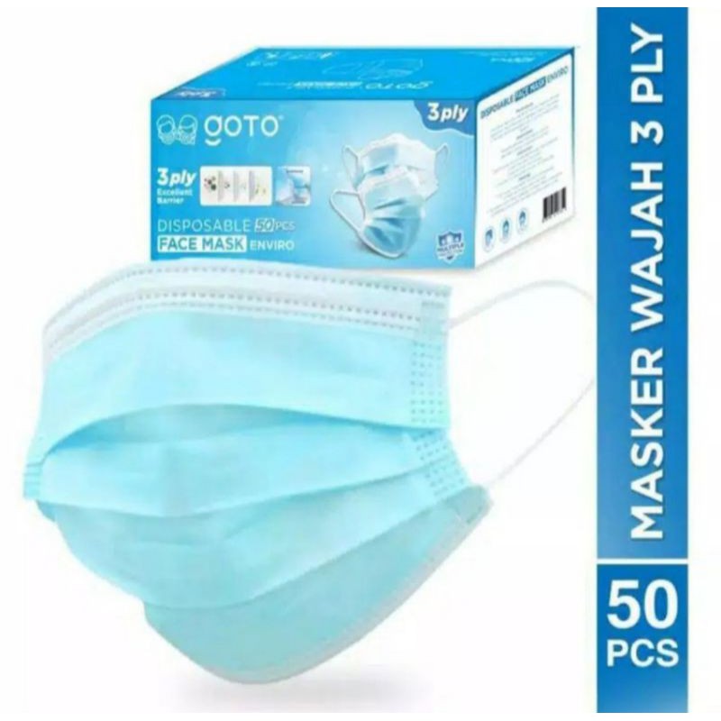 GOTO MASKER 3 PLY EARLOOP DISPOSIBLE FACE MASK