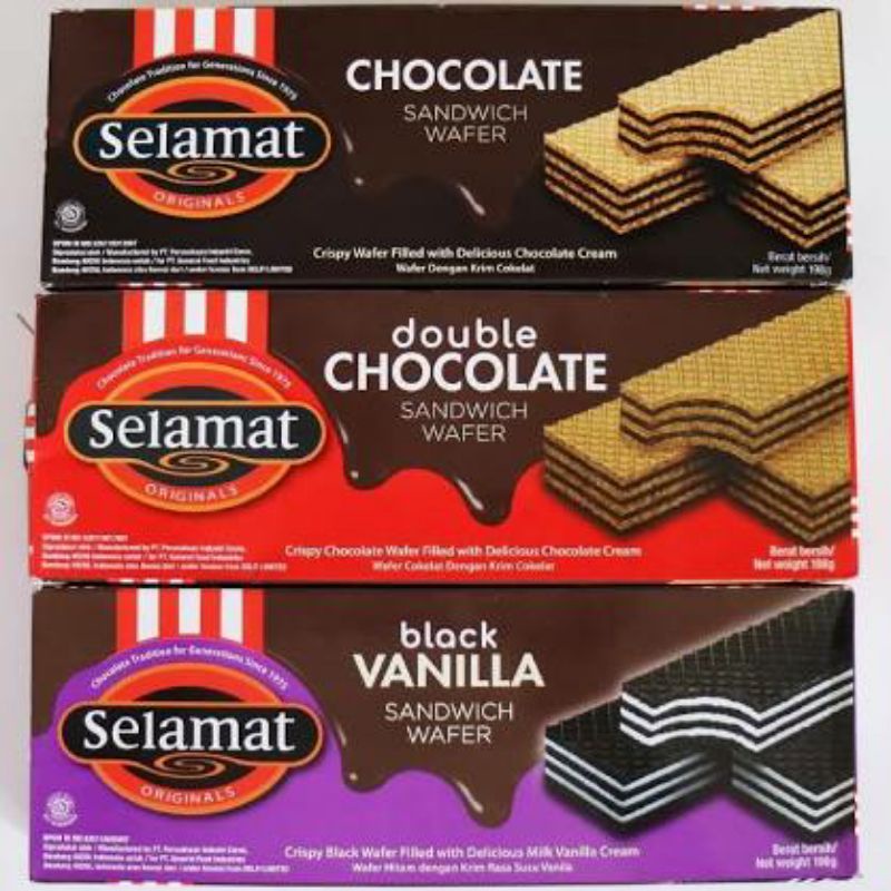 

wafer selamat 145gr choco, black vanila, double choco~Marketkuu