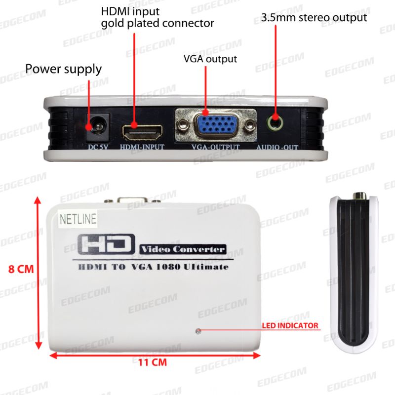 Konverter HDMI TO VGA with audio Adaptor NETLINE