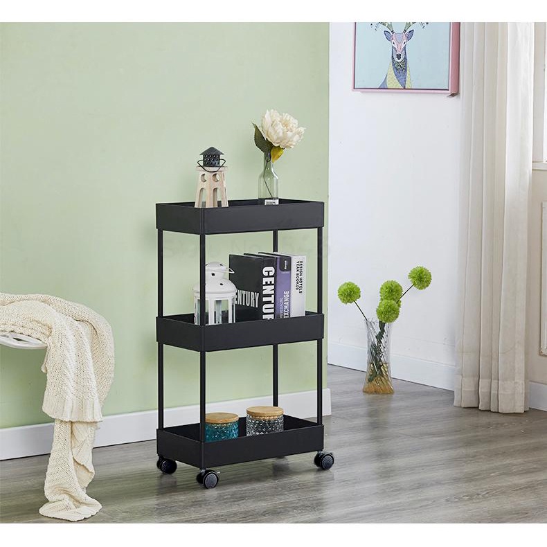 KERANJANG TROLI SUSUN 3 RAK RODA SERBAGUNA RAK SALON RAK DAPUR BUMBU