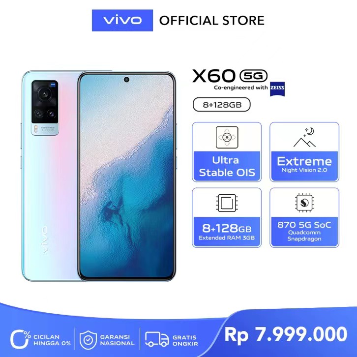 [NEW LAUNCH] vivo X60 8GB / 128GB Co-Engineered by vivo and ZEISS - VIS 5-Axis Video Stabilization-1