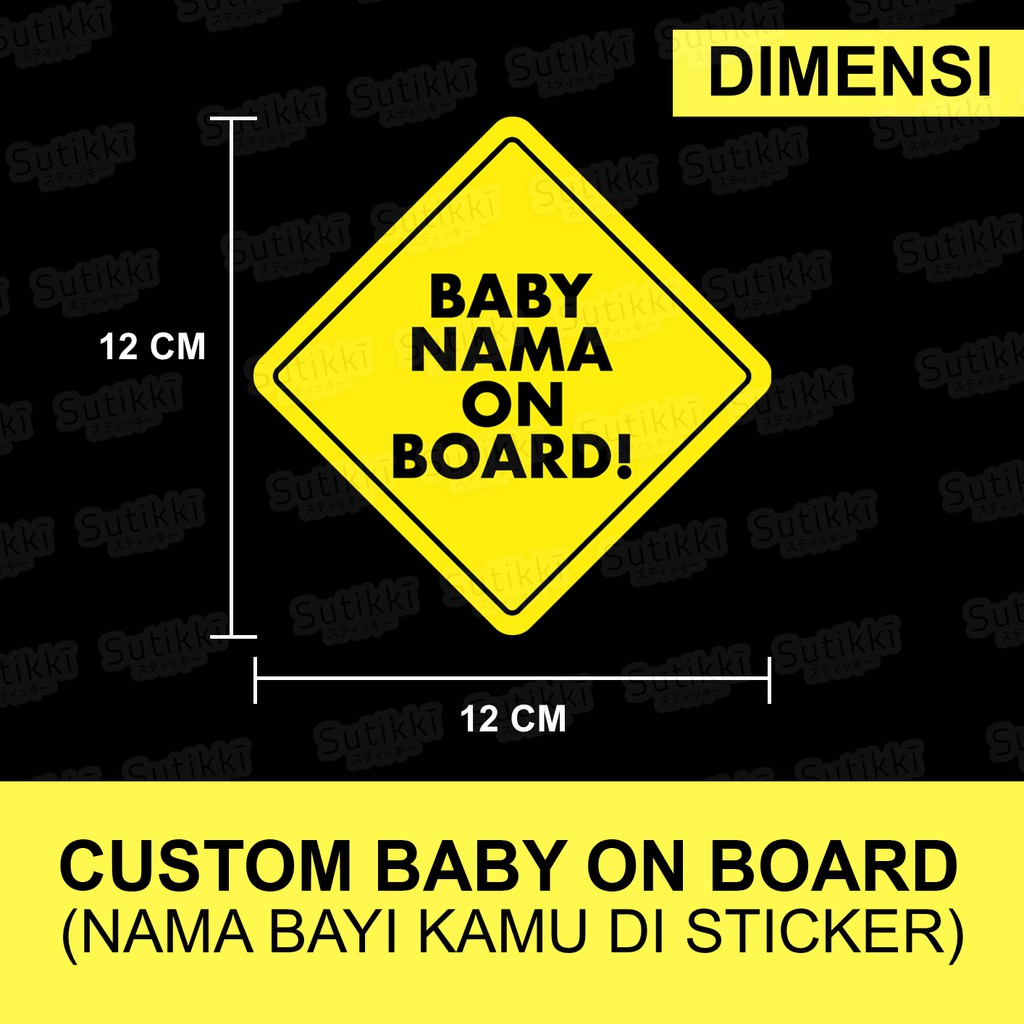 Sutikki | Custom Cutting Sticker Mobil Nama Baby on Board Stiker Anak Balita Jendela Belakang