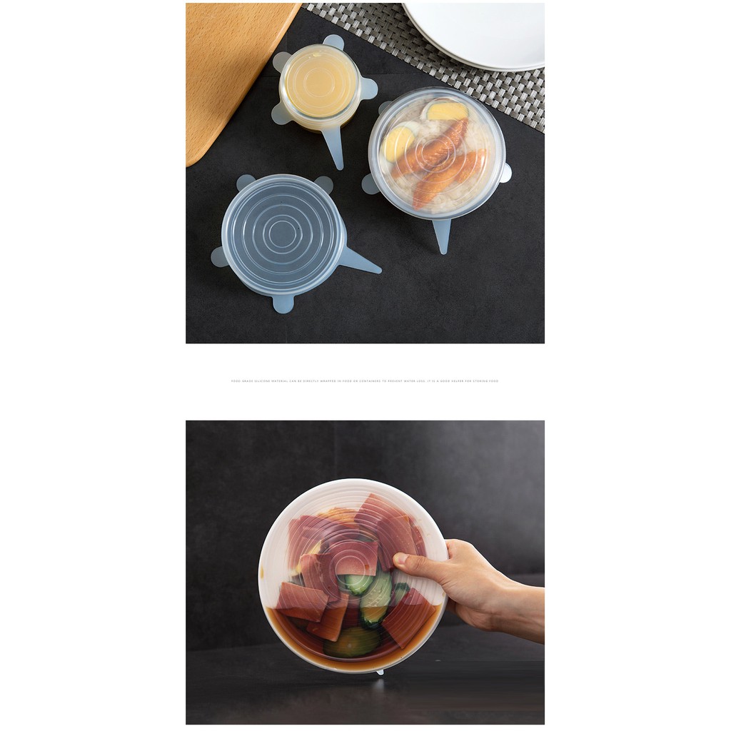 FYGALERYSURABAYA  HL0099 Penutup Makanan Silikon 6 In 1 Elastis Food Cover Silicone Mangkok Gelas Reusable