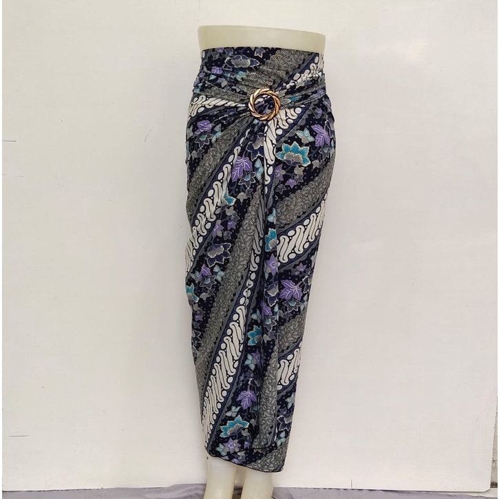 ROK LILIT INSTAN JEIVA REMPEL MAXI BATIK WANITA / ROK BAWAHAN KEBAYA / ROK LILIT BATIK WANITA-daun dasar navy