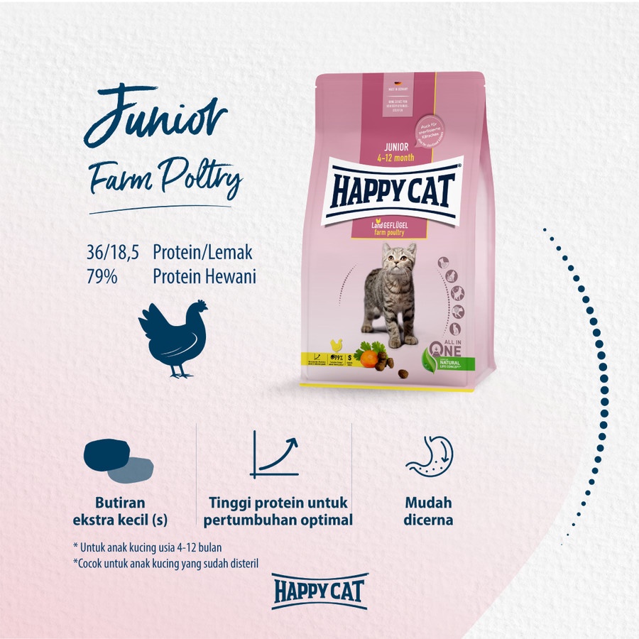 Happy Cat Young Junior Farm Poultry 300gr - Makanan Anak Kucing