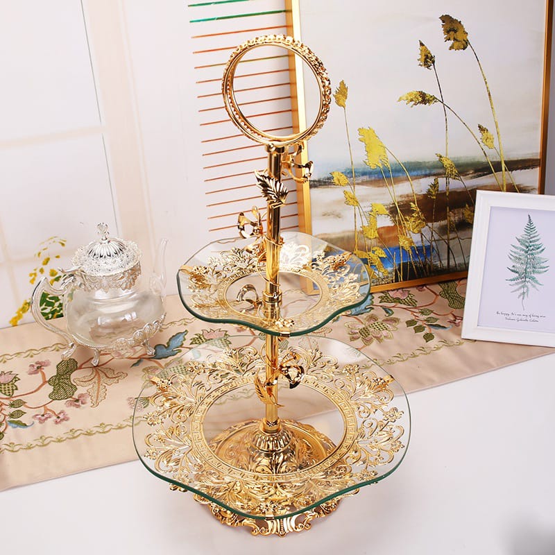 HDB#WSG2T Tray Kaca / Tray Cake Tingkat / Tray Tea Time / Tray Sangkar Tingkat / Tray Dekorasi