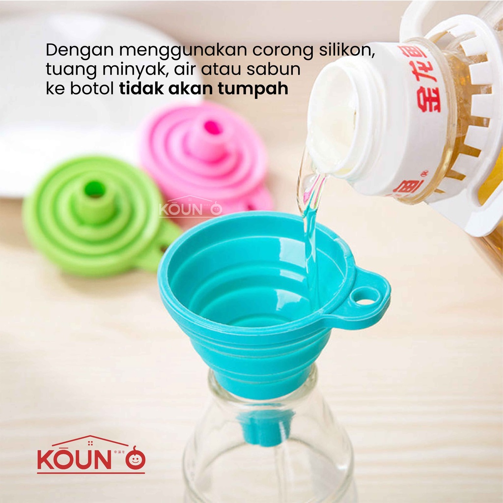 Corong Air Corong Minyak Corong Lipat Bulat Karet Silikon Flexsible Portable Foldable Silicone