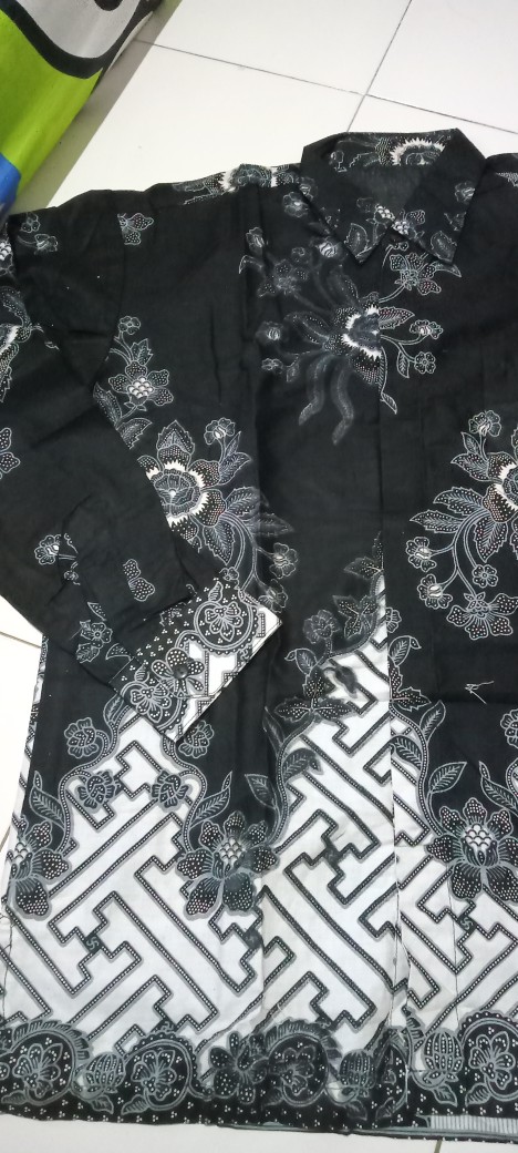 Bswart Hrb026 Kenongo Hem Batik Gunungan Hitam Putih Kemeja Batik Pria