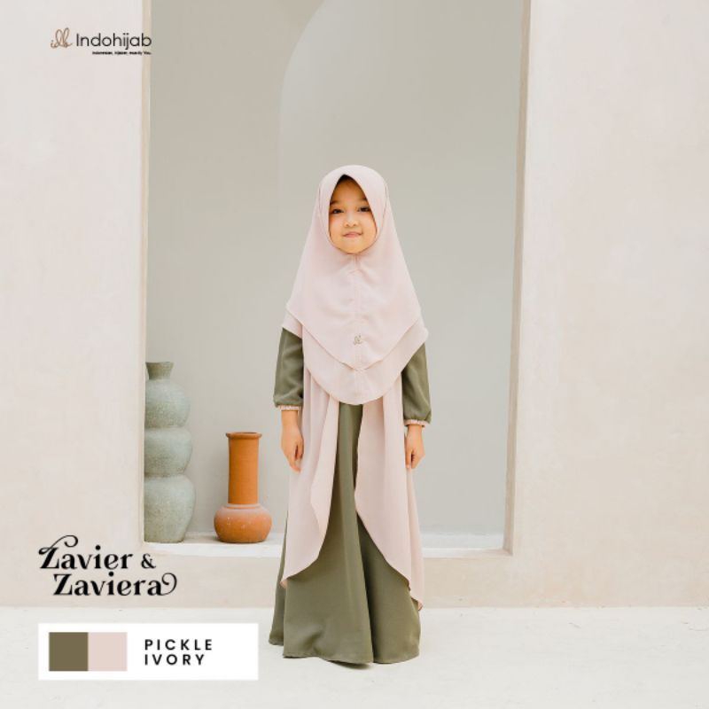 Gamis Zaviera Set Kids Pickle Ivory by Indohijab