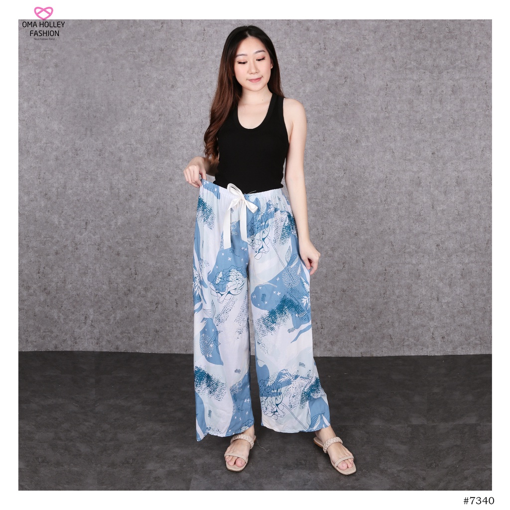 (COD) OH Fashion Janice Long Kulot Pants Printing Harga Spesial #7340 / #7408