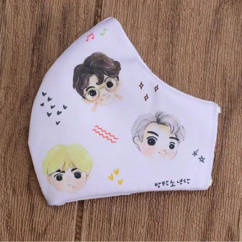 Masker Kain Bambu 3ply - BTS TINY TAN