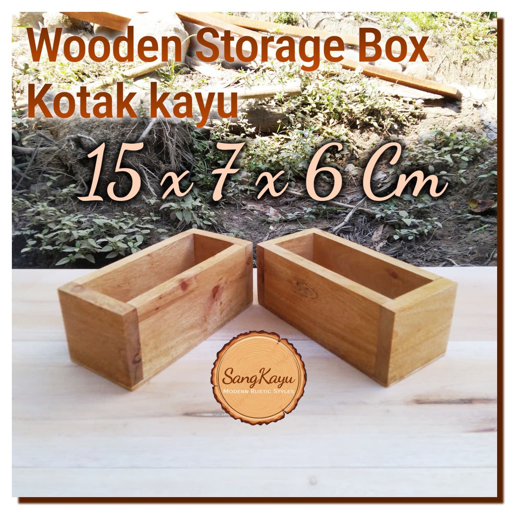 Wooden box 15x7x6 cm kotak nampan kayu Wooden tray tempat penyimpanan