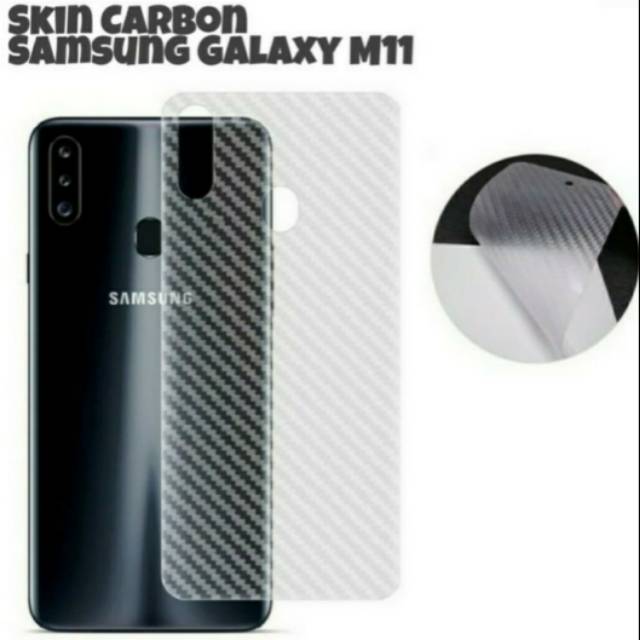 Samsung M11 Skin Carbon Transparan - Anti Gores Belakang Hp
