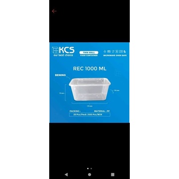 THINWALL KCS 1000ML REC ISI 500 1 DUS 1DUS RECTANGEL KOTAK WADAH MAKAN BENING PLASTIK TAHAN PANAS GROSIRAN KEMASANA DUSDUS AN