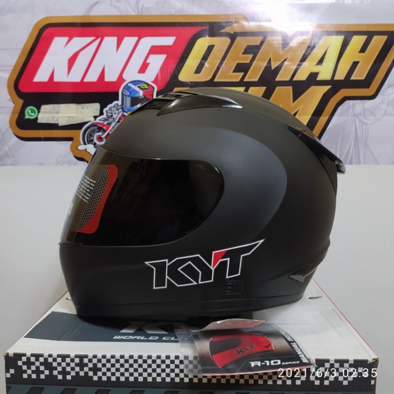 HELM KYT R10 SOLID BLACK DOFF HELM TOURING KYT R 10 HITAM DOFF HELM FULL FACE KYT R10 ORIGINAL MURAH