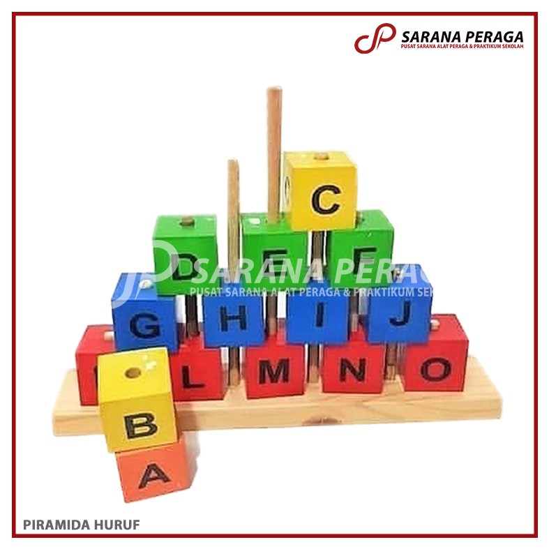 SaranaPeraga - Balok Piramida Huruf Abjad / Piramida Kubus Huruf / Balok Huruf / Balok Susun Piramid