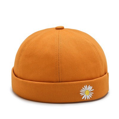 Topi Beanie Motif Bordir Daisy Bahan Katun Kulit 5 Warna Gaya Retro Korea Untuk Unisex