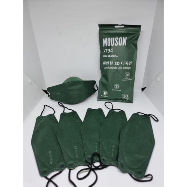 MASKER DEWASA MOUSON KF94 4PLY MASK HIJAU CREAM BLUE JEANS