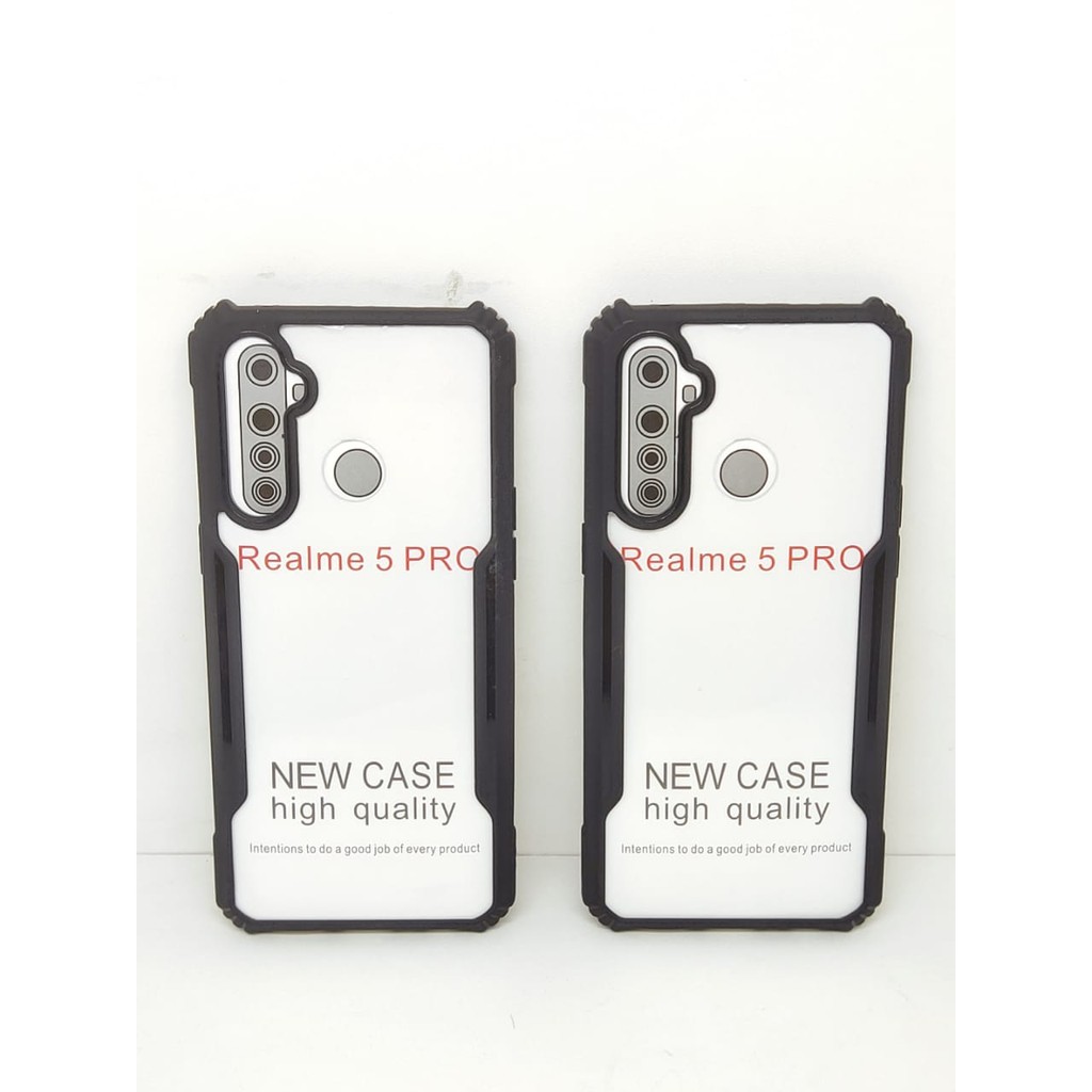 Anti Shocking Realme 5 Pro 6.3 Inch Hardcase Mika List Hitam Acrylic Case