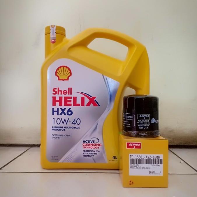 OLI MOBIL Paket Oli Shell Helix HX6 10W-40 + Filter Oli Avanza/ Xenia/ Rush