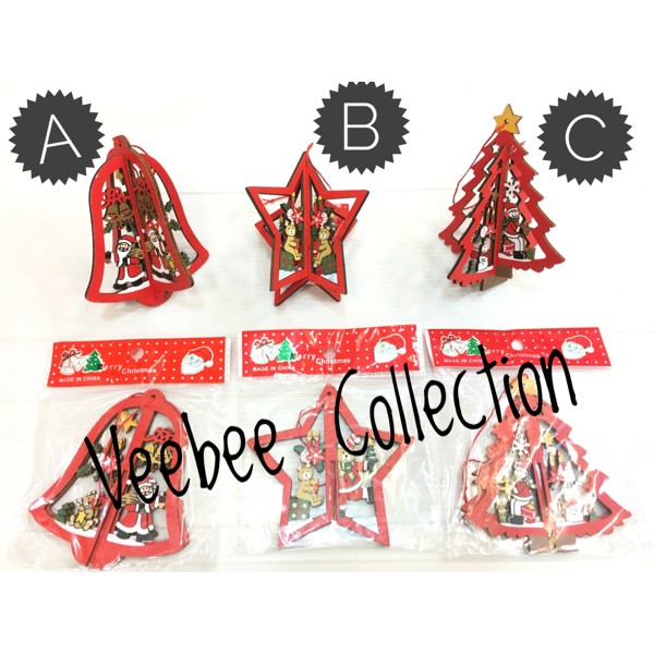Mainan kayu natal/gantungan pohon kayu/hiasan pohon natal