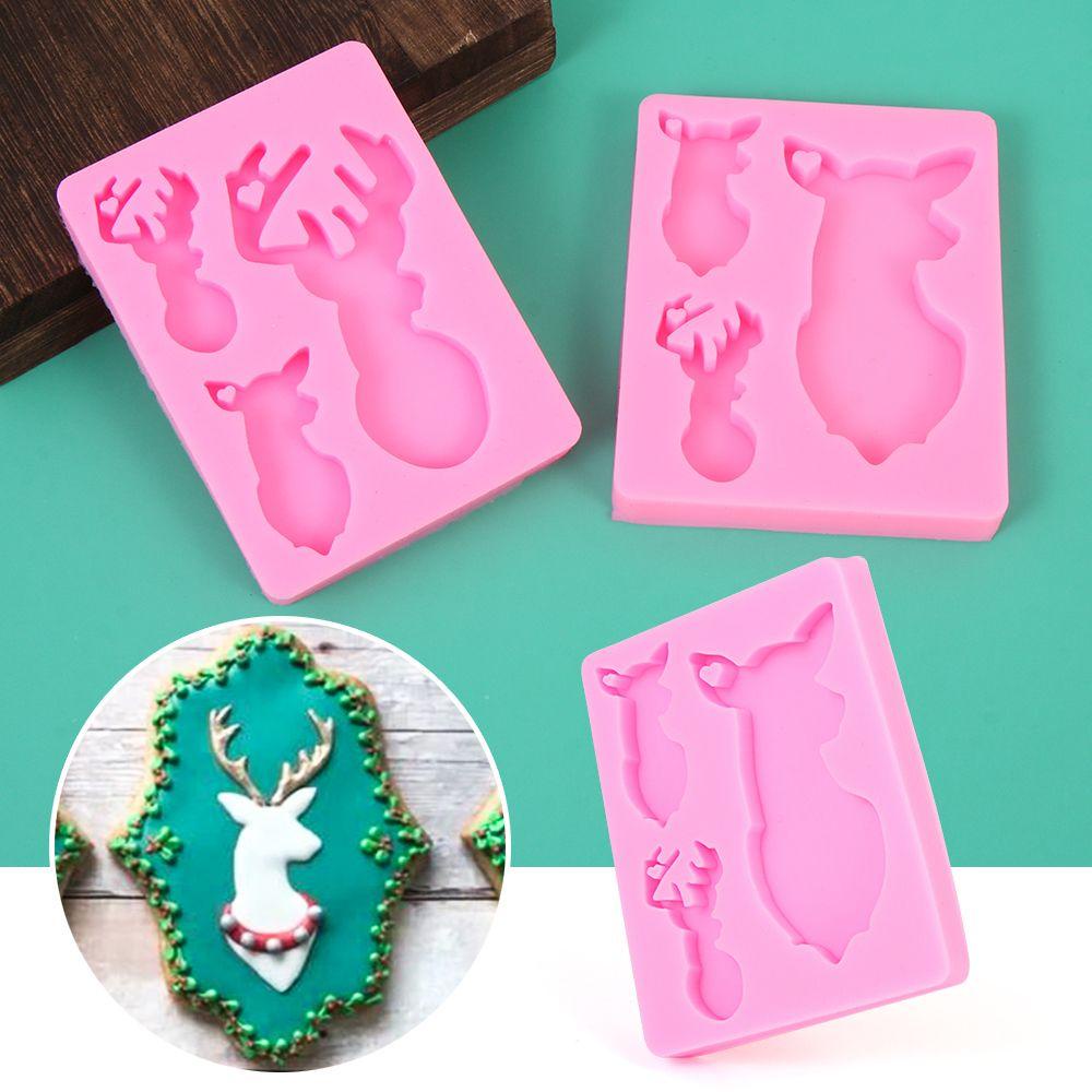 [Elegan] Cetakan Silikon Rusa Xmas Natal Liontin Liontin Resin Kerajinan Clay Molds Casting Mould