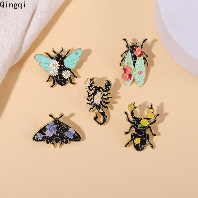 Bros Pin Enamel Bentuk Kartun Lebah Scorpion Beetle Butterfly Warna-Warni Untuk Anak