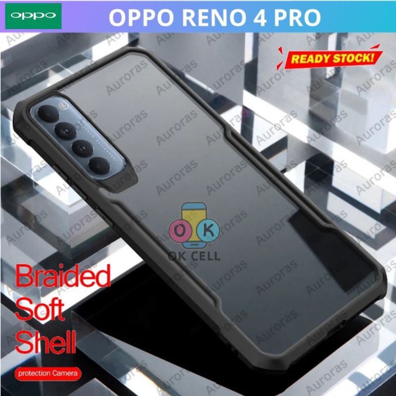 Hard Soft Case Oppo Reno 4 Versi Indonesia - Case Armor Transparan Oppo Reno4 Ultra Thin Shockproof