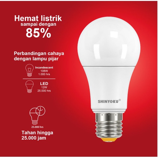 lampu led home 1 shinyoku 12W warna putih