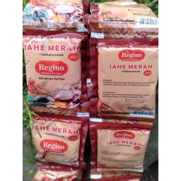 REGINO Minuman Wedang Jahe Merah Asli Instan 12pcs 264gram Hangat Sehat Tanpa Pemanis