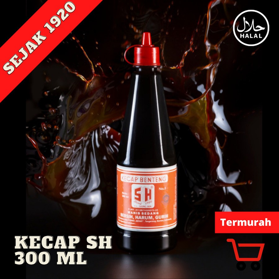 Kecap SH Benteng Halal + BPOM Botol Plastik ukuran 300 ML ASLI