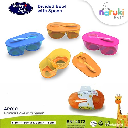 Baby Safe AP010 Divided Bowl with Spoon (Tempat Makan Bayi dan Sendok)