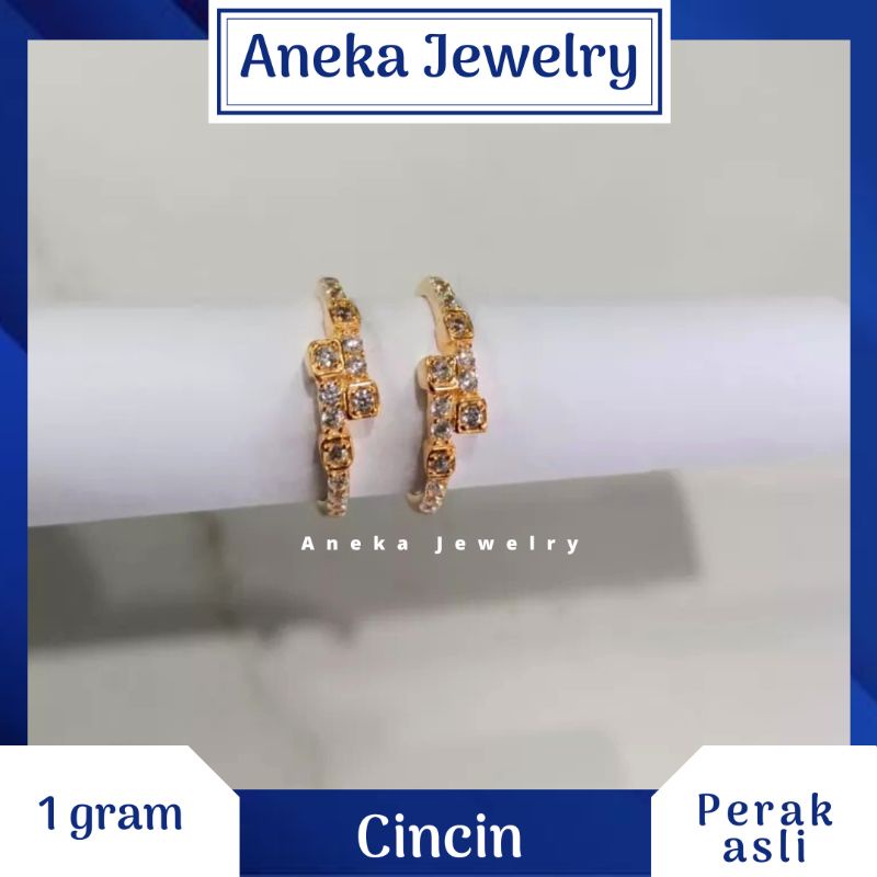 Cincin Cor Mata2 Variasi, Perak 925, Lapis Emas Rosegold