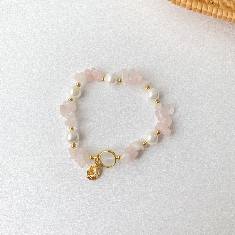 Aura Bracelet Gemstone Bracelet Gelang Wanita Batu Alam-Light Pink