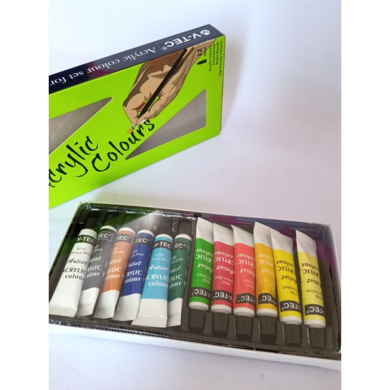 

cat lukis / acrylic colour v-tec 12 warna