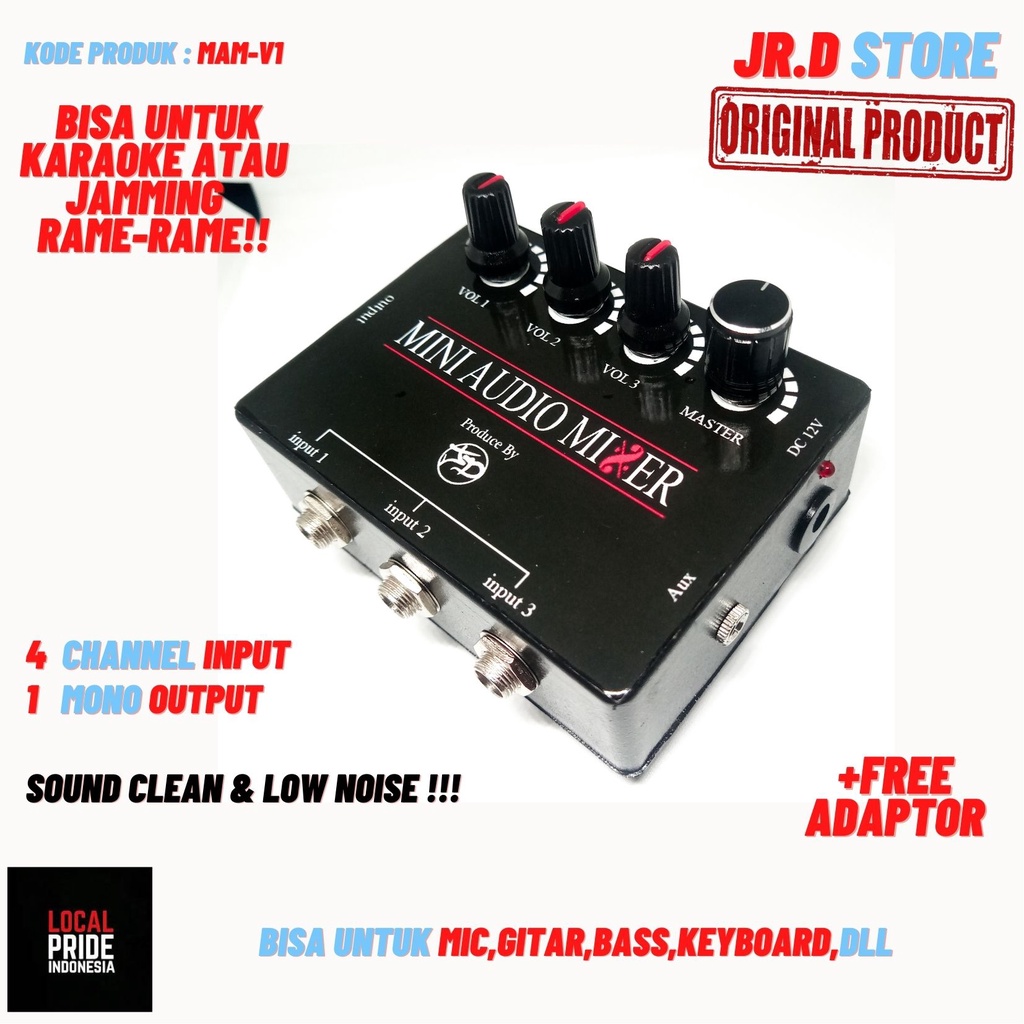 Mini Audio Mixer  4 channel | untuk Karaoke, gitar, bass, keyboard