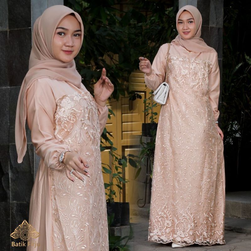 TERBARU Aldine Gamis Brukat Tille / Gamis Pesta Size M L XL XXL