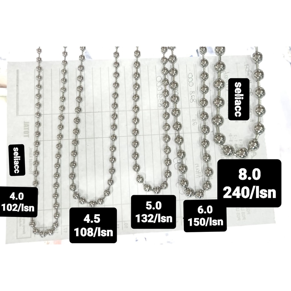 Kalung monel BIJI LADA BOLA ANTI KARAT PANJANG 75CM ANTI LUNTUR KALUNG COWOK PRIA LAKI LAKI