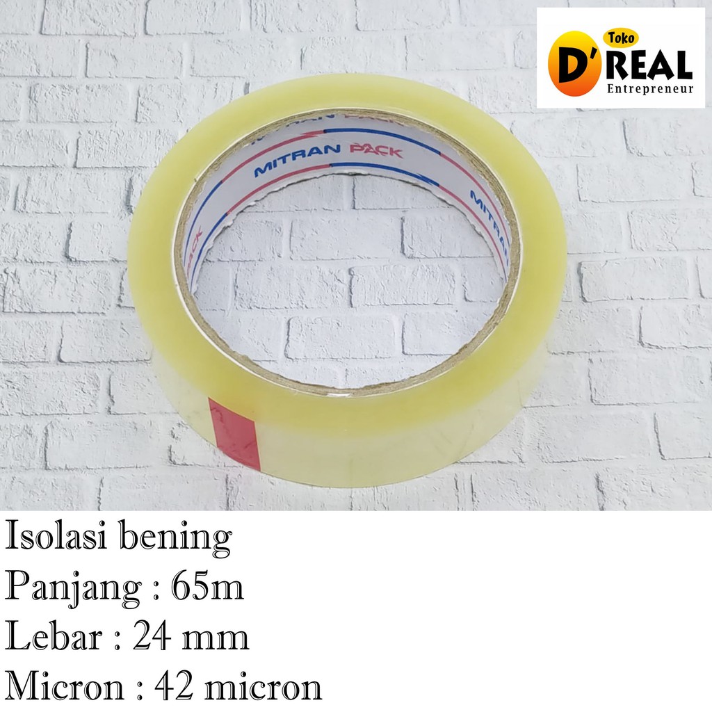 ORIGINAL ISOLASI MITRAN PACK BENING KUALITAS TEBAL KUAT LEBAR 24mm x 72 YARD FULL / 65 METER