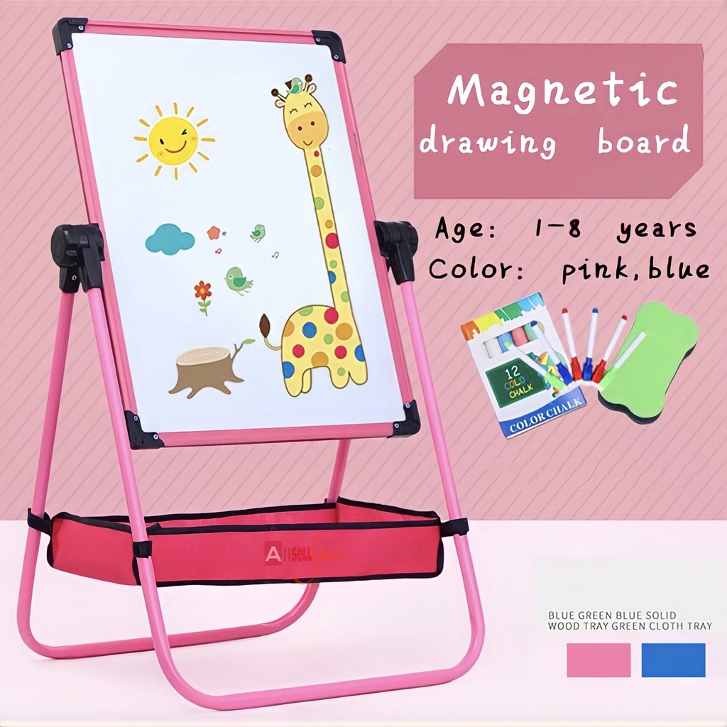   bisa cod   promo papan tulis anak magnetic multifungsi dan keranjang   drawing board anak 2 sisi b