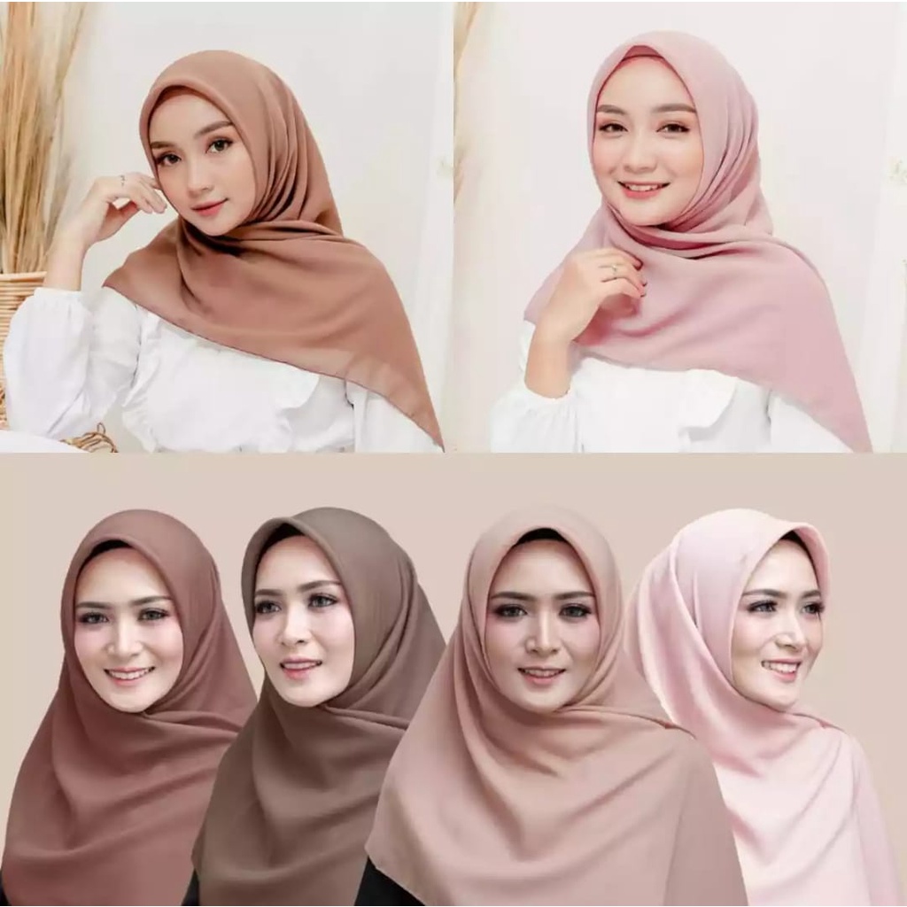 10PC Kerudung Segi 4 BELLA SQUARE ORI Hijab Polos Segi4 Jilbab Polos GROSIR TERMURAH