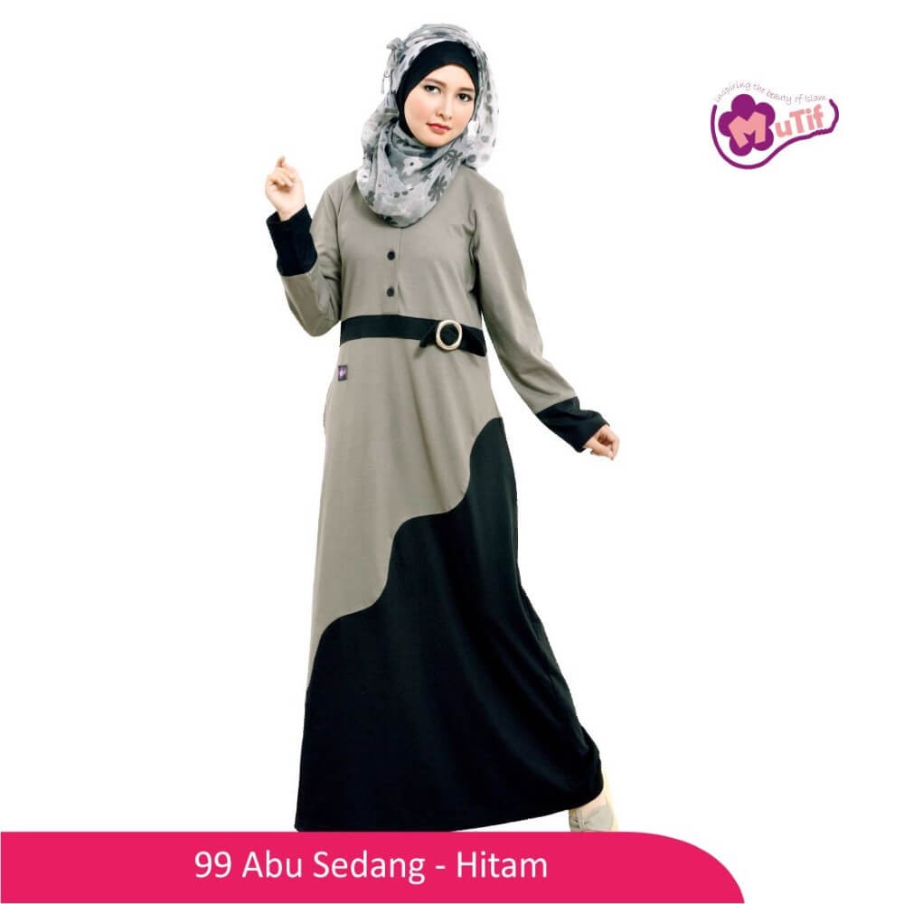 Gamis Mutif MTIF - 99A Abu Sedang - Hitam