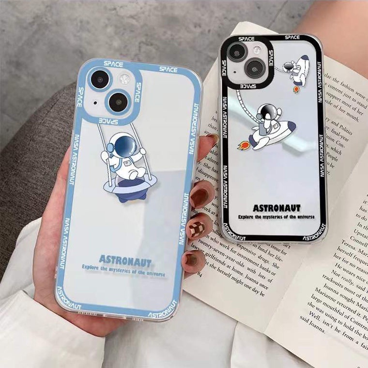 Soft Case Silikon Transparan Motif Astronot Untuk IPhone 13 12 Pro Max 11 XS XR X 8 7 6S Plus