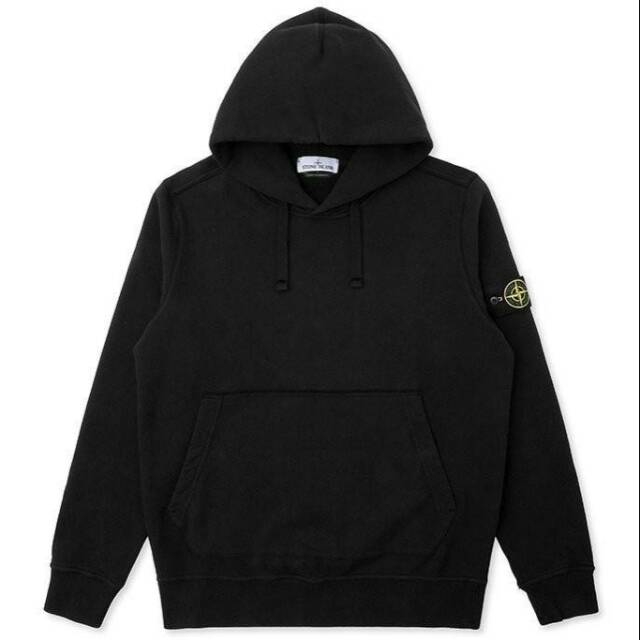 stone island black zip up hoodie