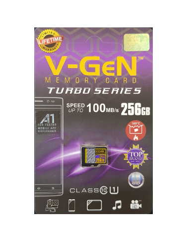 New Micro SD V-gen 256GB Turbo Series MicroSD Vgen 256 GB Class 10 V gen