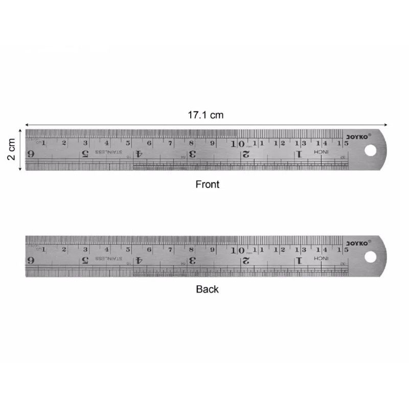 Penggaris Garisan Besi Stainless Joyko 15 cm