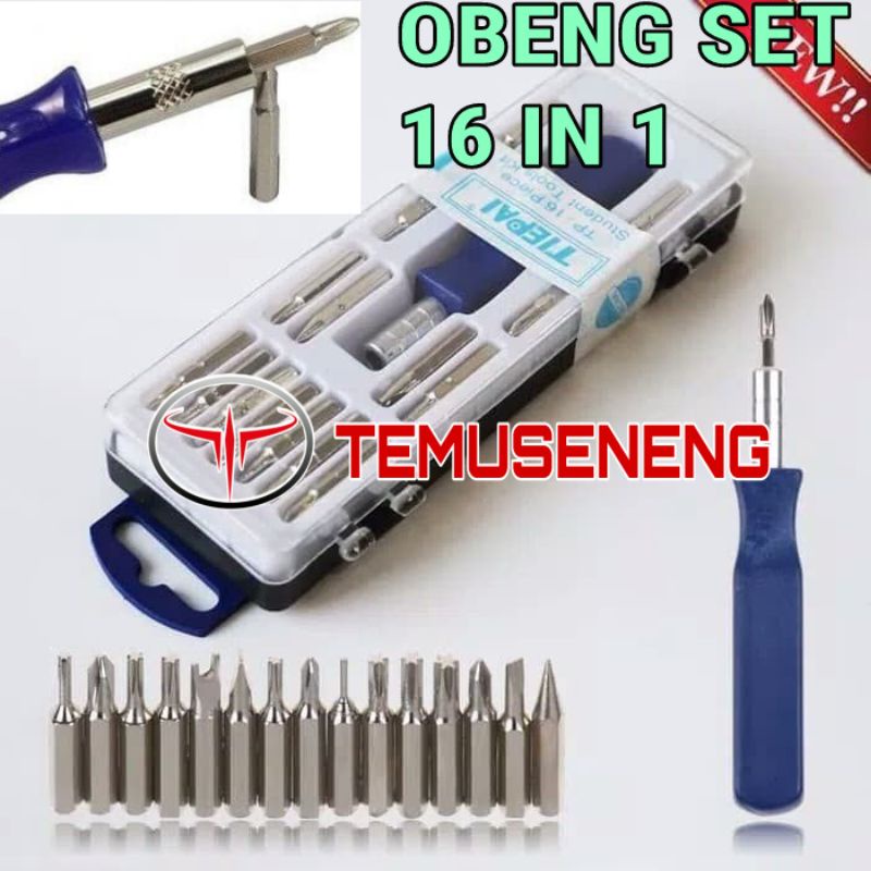 Mini Set Obeng 16 In 1 Reparasi Service Hp Laptop Jam Kacamata Magnet Lengkap Serbaguna