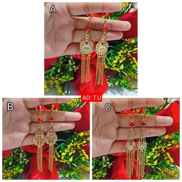 Anting Dewasa Jurai Permata Simple Fashionable Gold Perhiasan Wanita (COD)