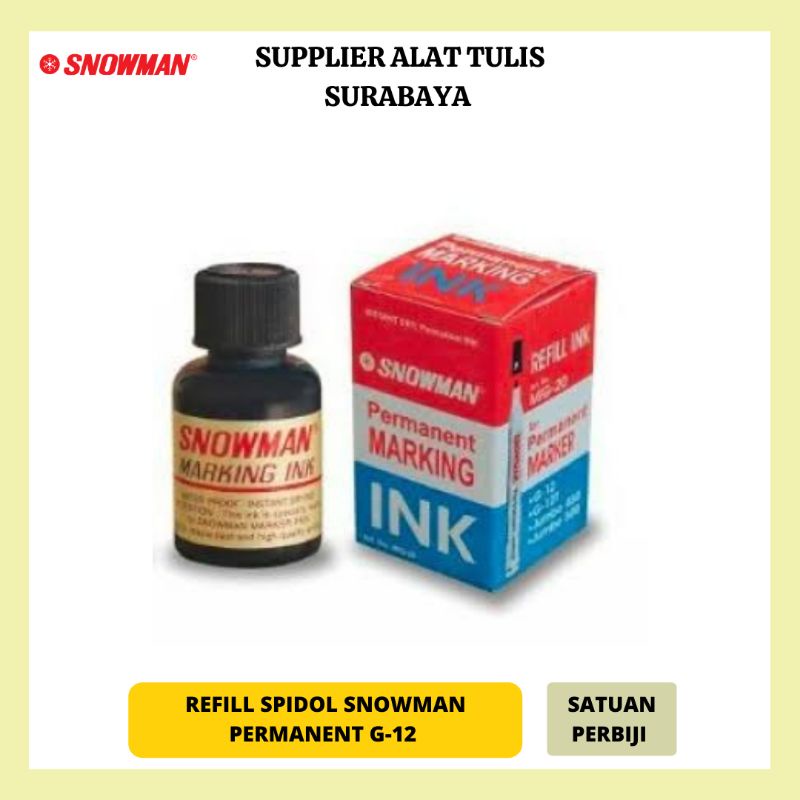 

ISI REFILL TINTA SPIDOL SNOWMAN PERMANENT / PERMANEN ORIGINAL G - 12 KEMASAN BAGUS