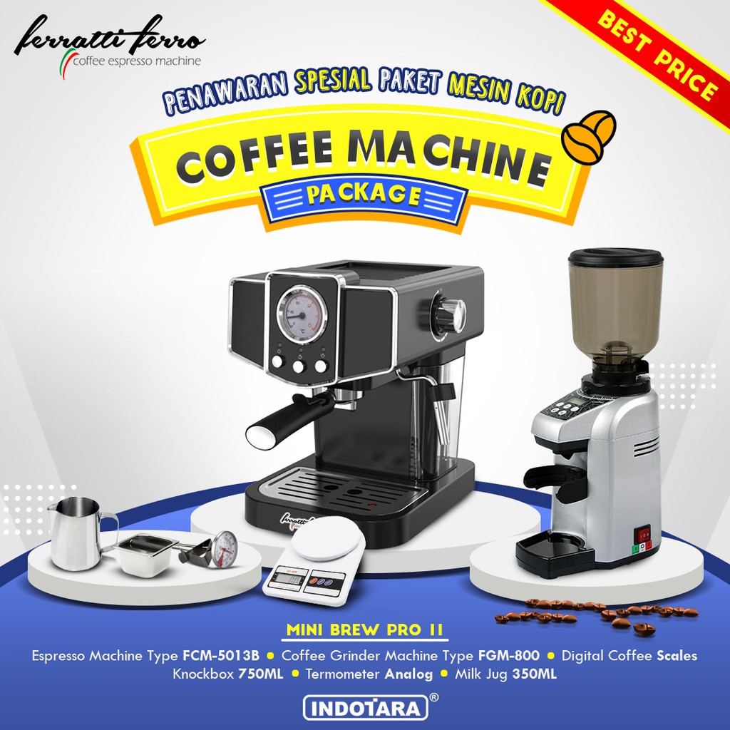 Paket mesin kopi Espresso Mini Brew Pro 10 - 11 - 12